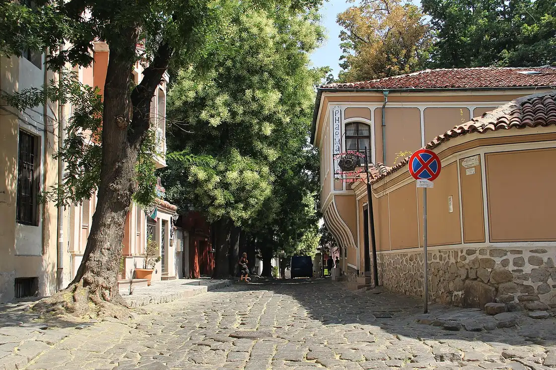 The old town of Plovdiv, Bulgaria, with its Ottoman-era houses