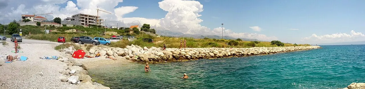 Panoramic view along the Žnjan beach development east of Split