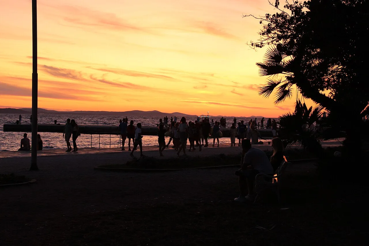 The Zadar waterfront on the Croatian Adriatic coast at golden hour