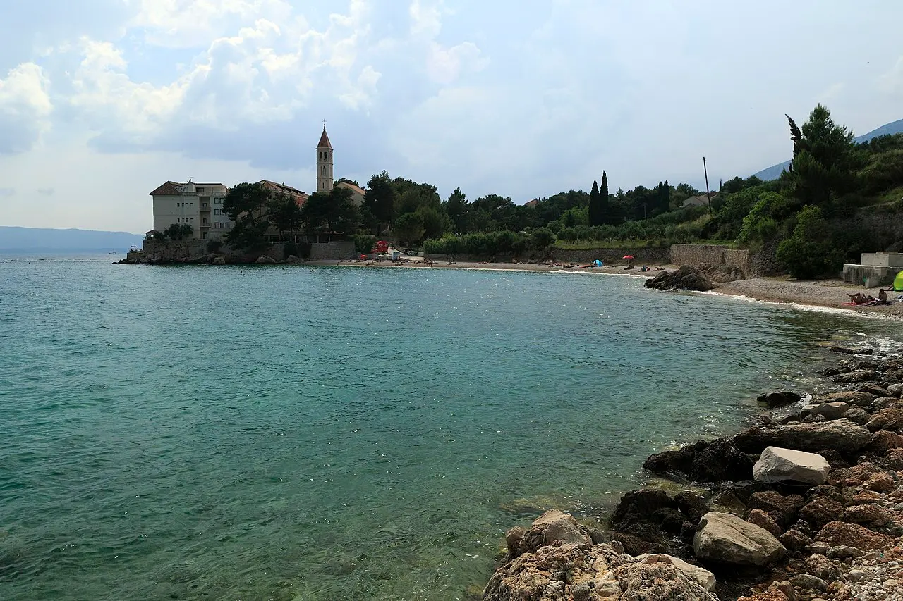 The Dominican monastery of Bol on its headland above the sea, backed by pines