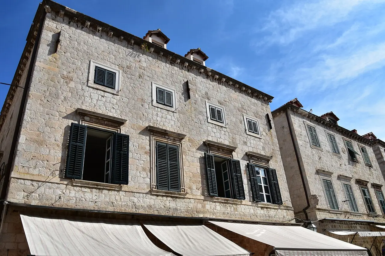 Historic stone houses along Stradun, the main street of Dubrovnik old town