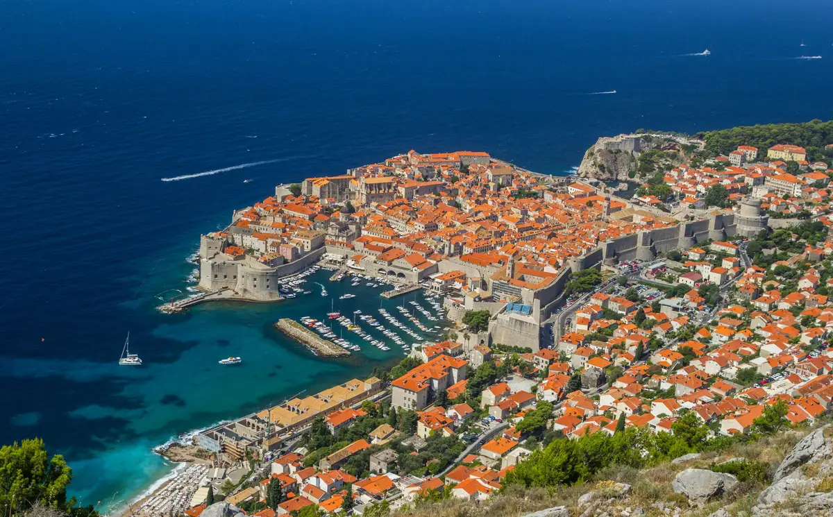 Dubrovnik old town, city walls and the Adriatic Sea