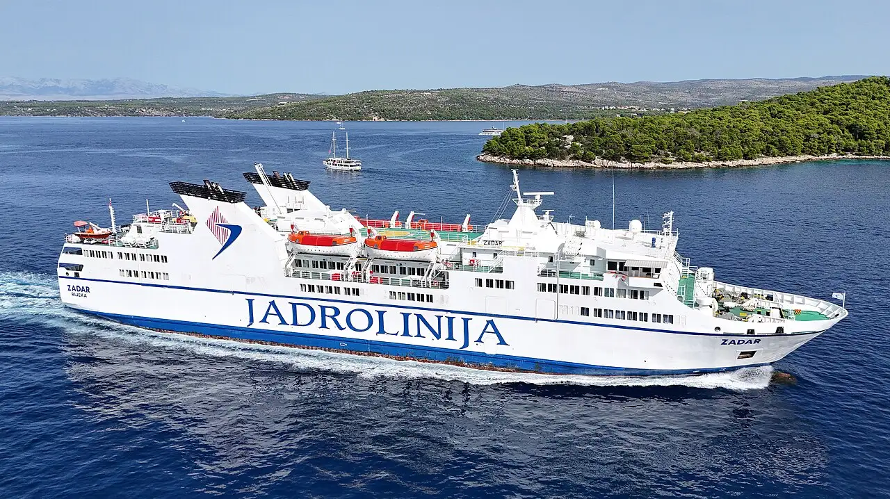 The Jadrolinija car ferry MF Zadar at sea off the Croatian coast