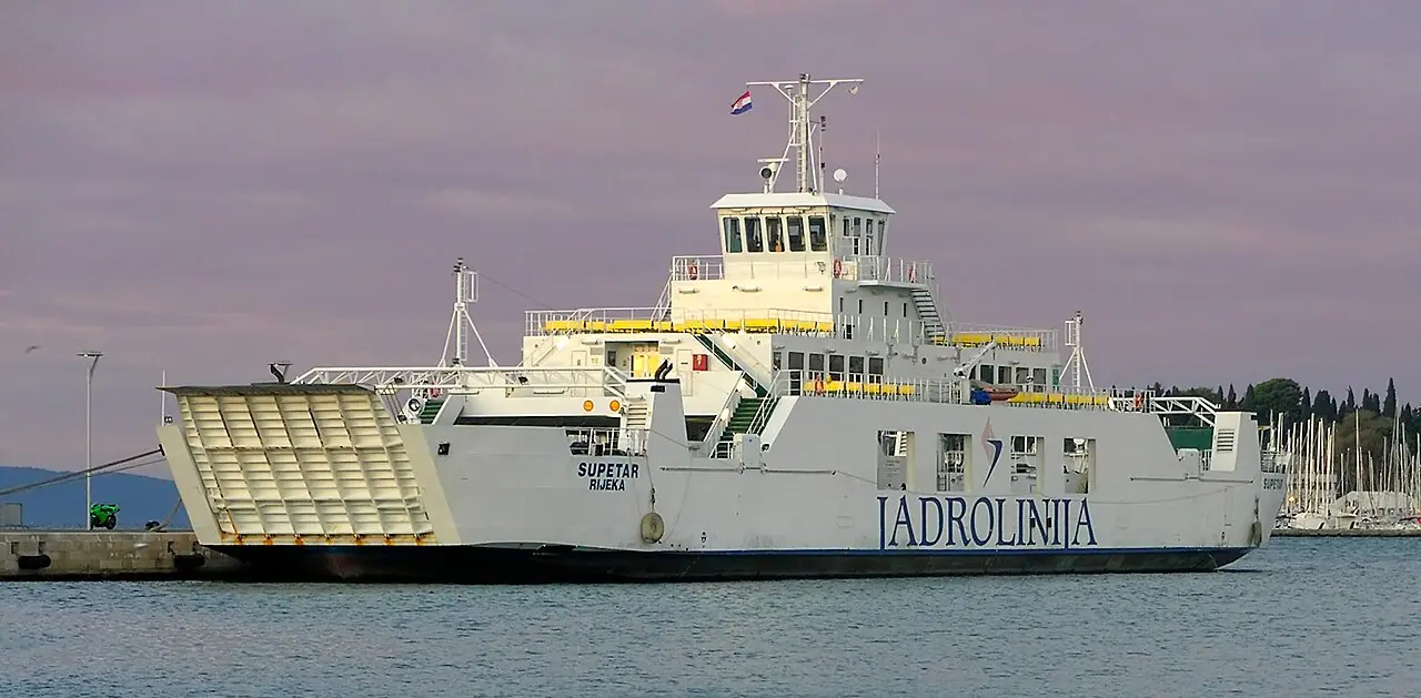 A Jadrolinija car ferry at the quay in Supetar on the island of Brac