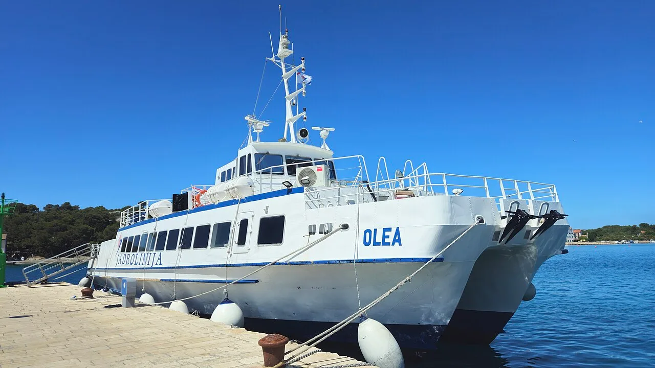 A fast passenger catamaran on the Adriatic used to reach the Croatian islands