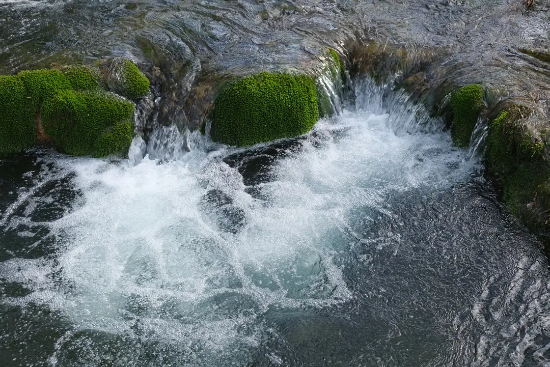 The wide travertine cascades of Skradinski buk in Krka National Park in full flow