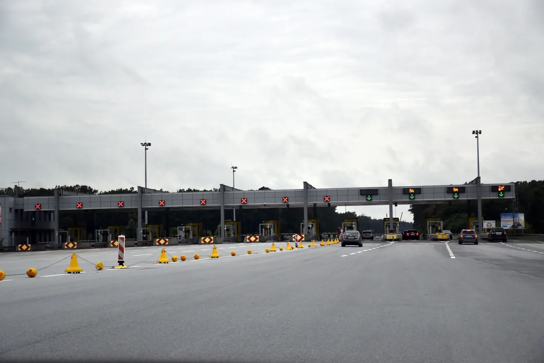 Empty toll plaza booths on a Croatian motorway