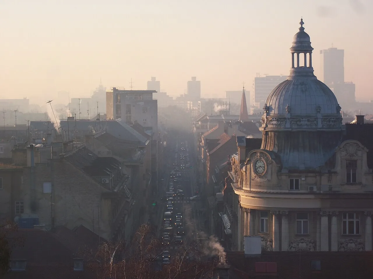 A street of old buildings in central Zagreb, Croatia