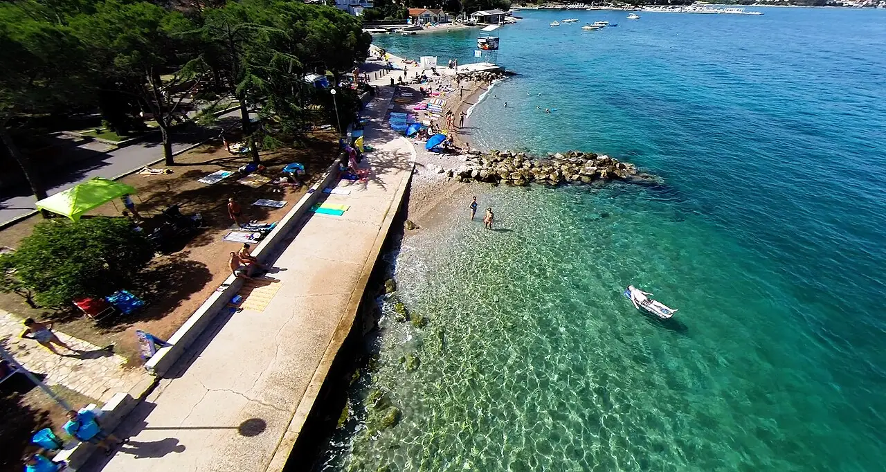 Turquoise Adriatic beach at Malinska on Krk island, Croatia
