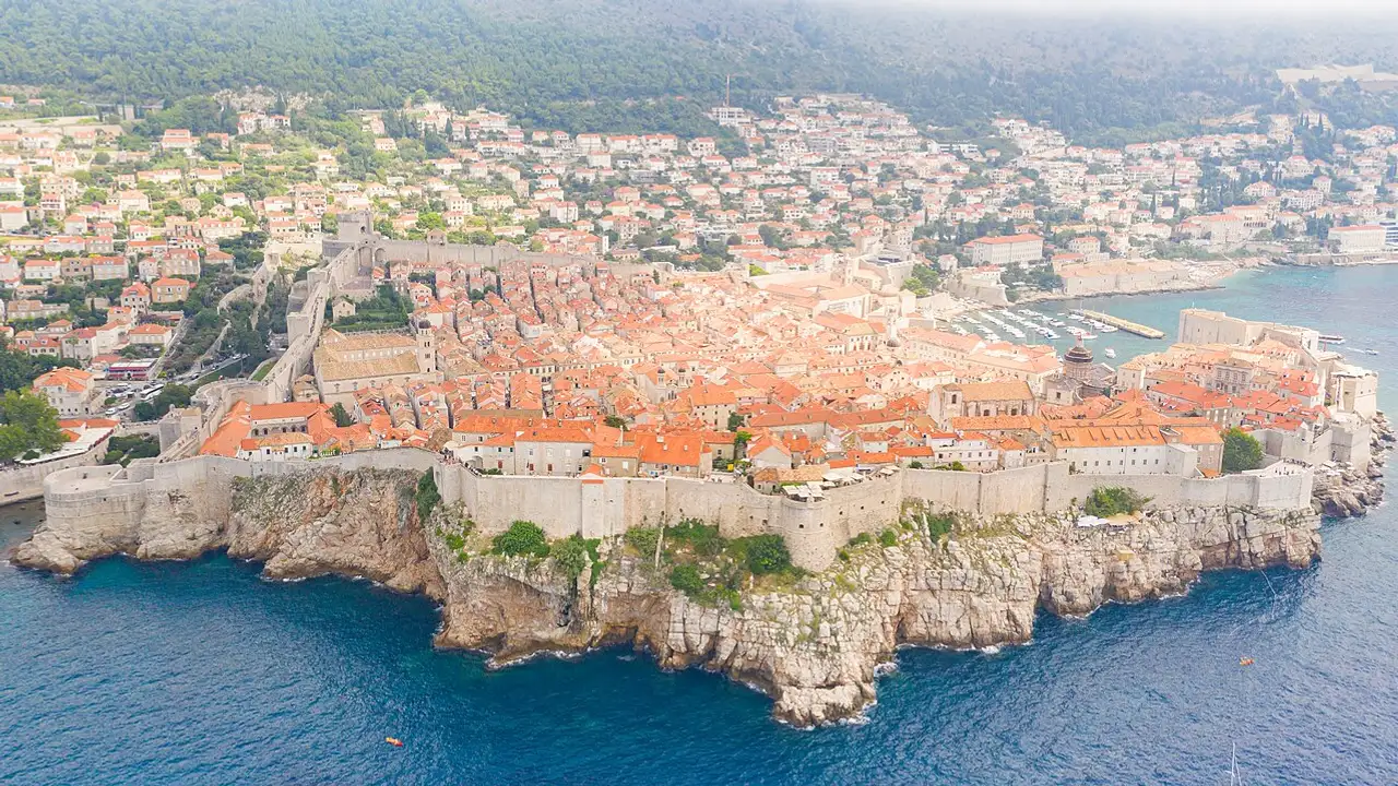 Aerial view of the walled Old Town of Dubrovnik, which played King's Landing in Game of Thrones