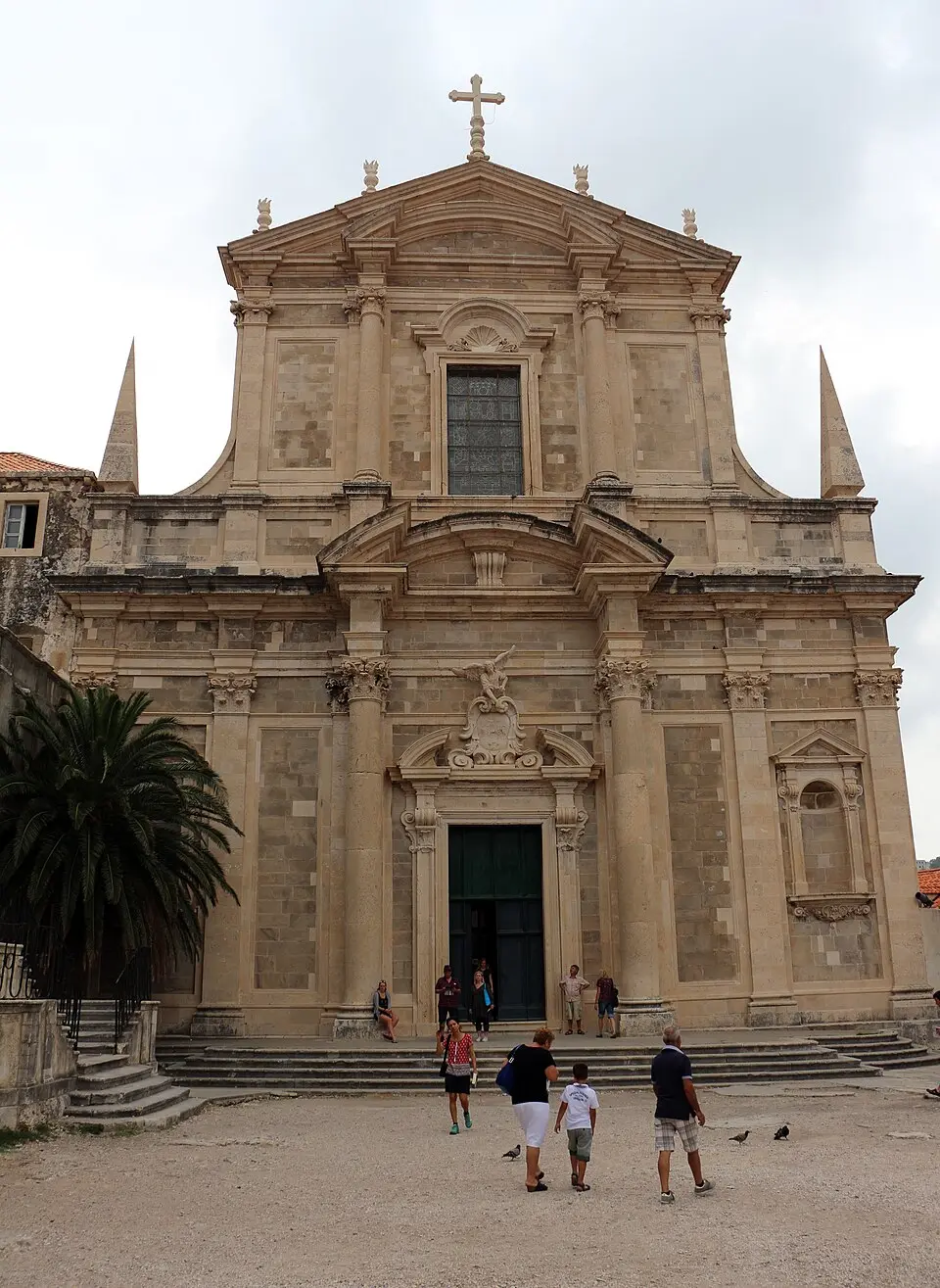 The Baroque facade of St Ignatius Church at the top of the Jesuit Staircase in Dubrovnik