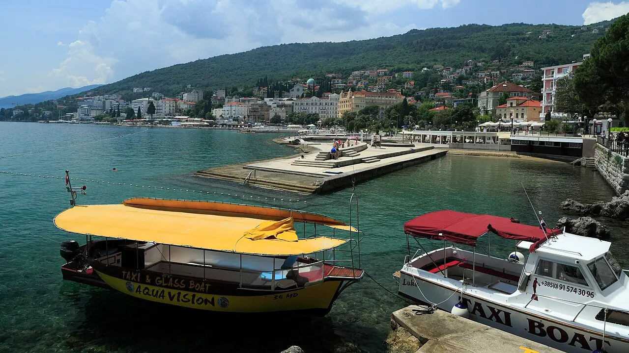 Opatija waterfront with Habsburg-era hotels and palms along the Kvarner Gulf