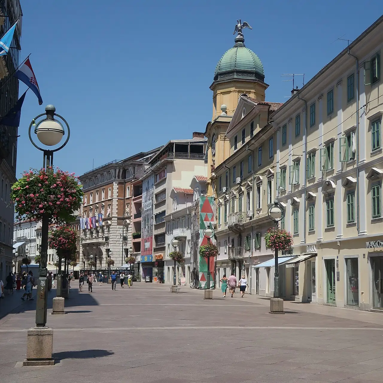 Pedestrians on Korzo, Rijeka's main street, in summer