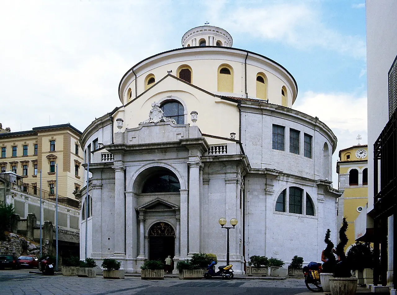 Round Baroque exterior of St Vitus Cathedral in Rijeka old town