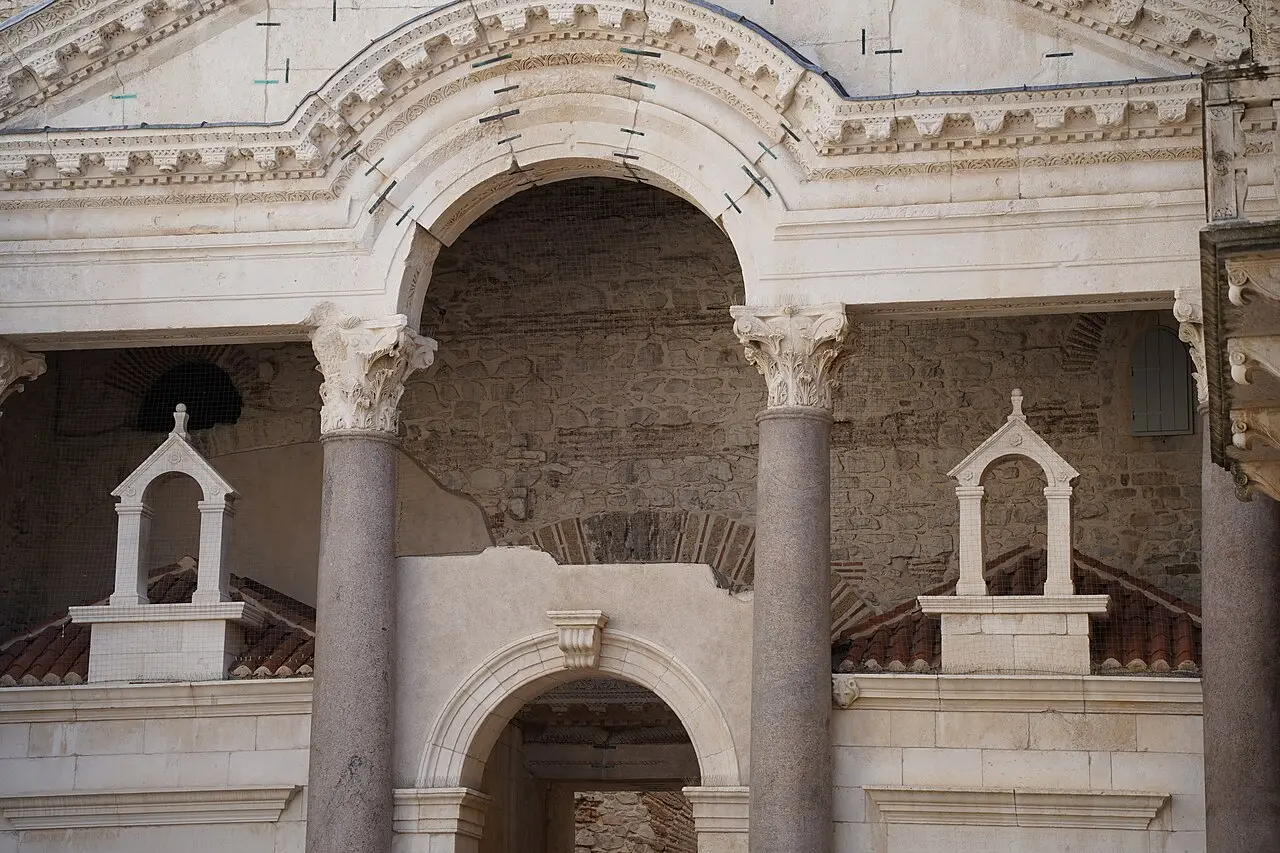 The Peristyle, the central columned courtyard of Diocletian's Palace in Split