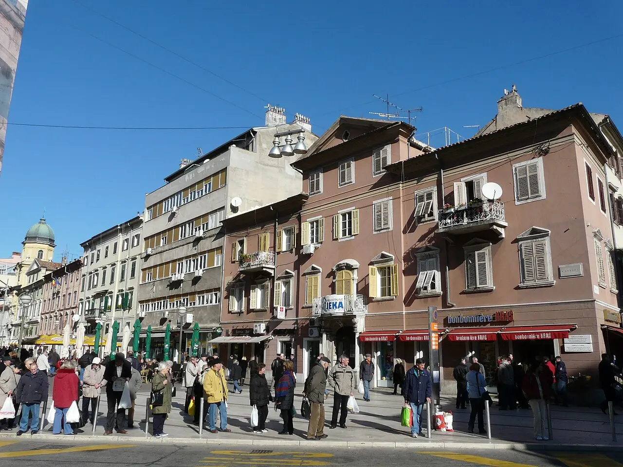 Historic buildings on the Korzo, the main pedestrian street in Rijeka
