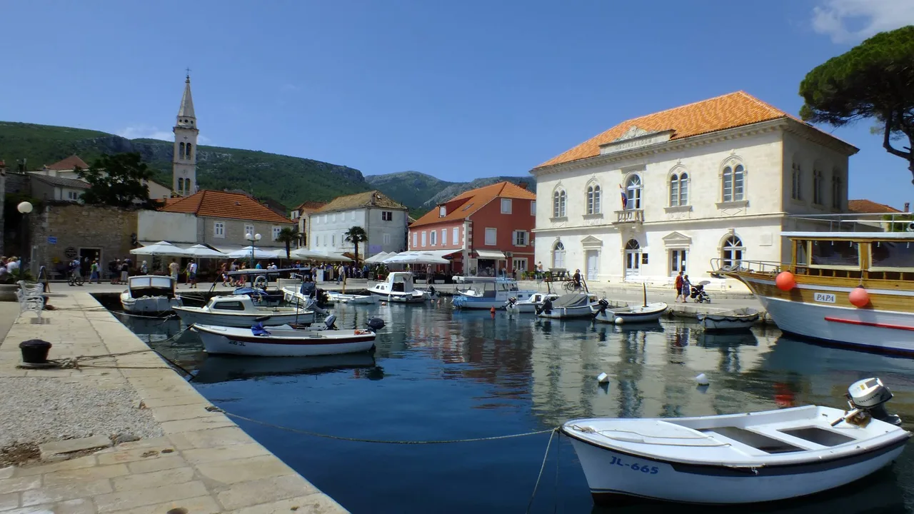 The central square and harbour of Jelsa on Hvar island