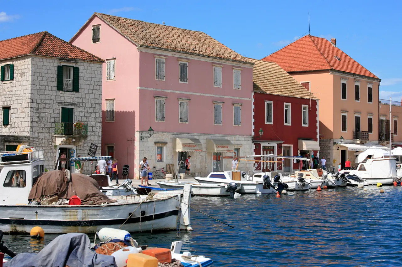 A quiet stone street in the old town of Stari Grad on Hvar