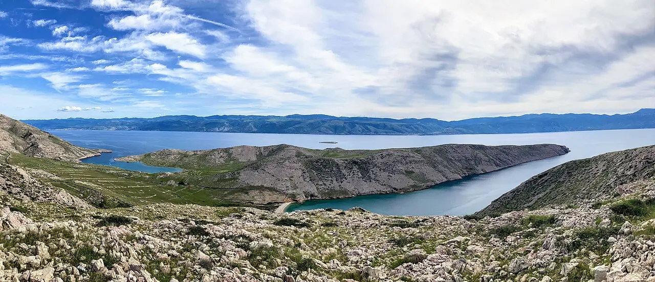 Wide bay of Vela Luka with the town spread along both shores
