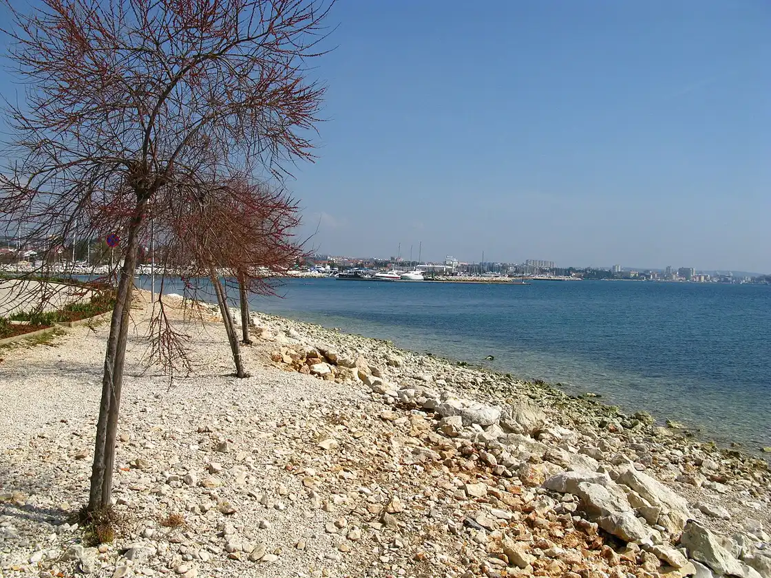 View from Borik across the Zadarski kanal toward Zadar and the Adriatic