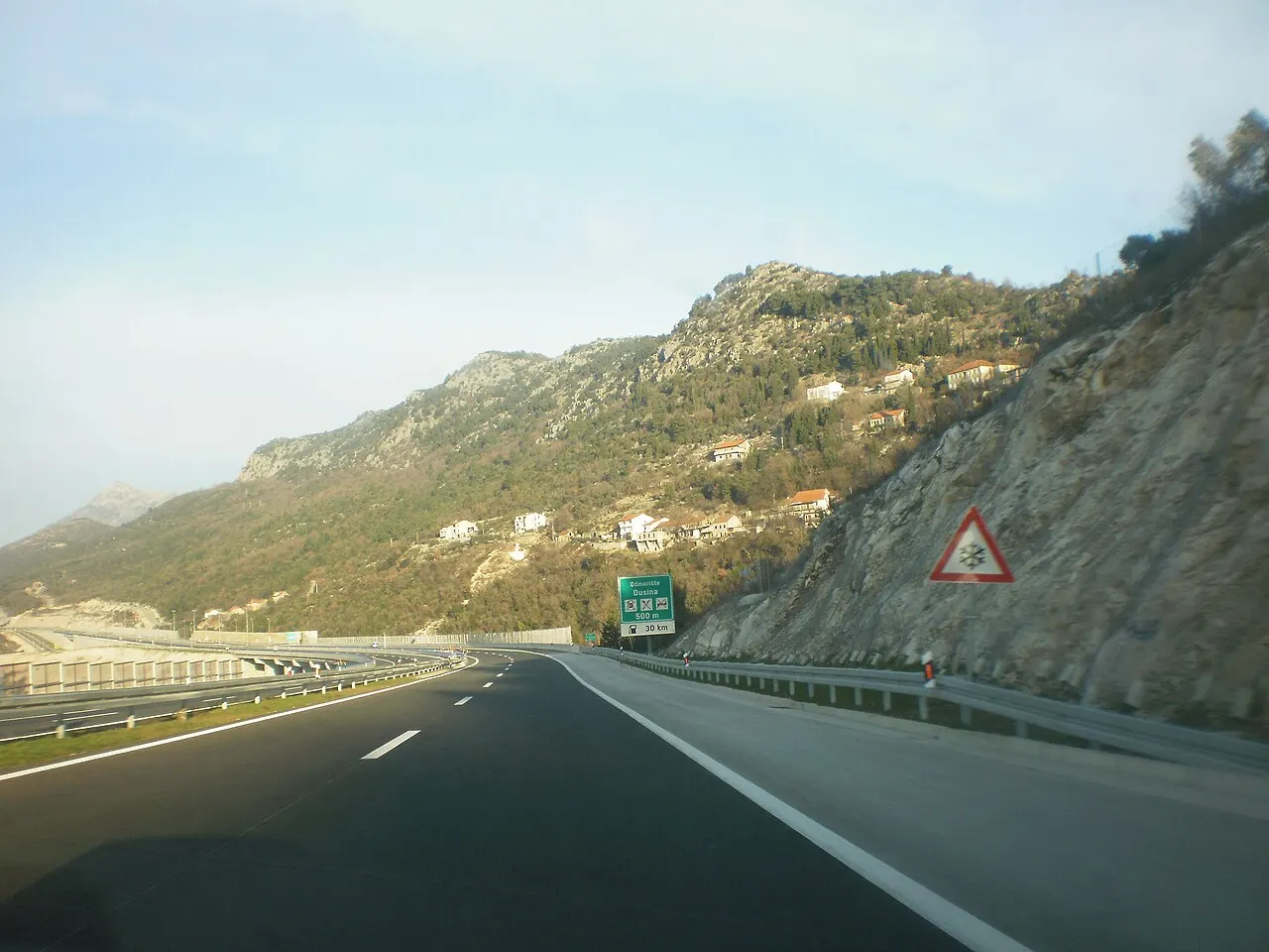 The A1 motorway cutting through hills near Dusina in Dalmatia
