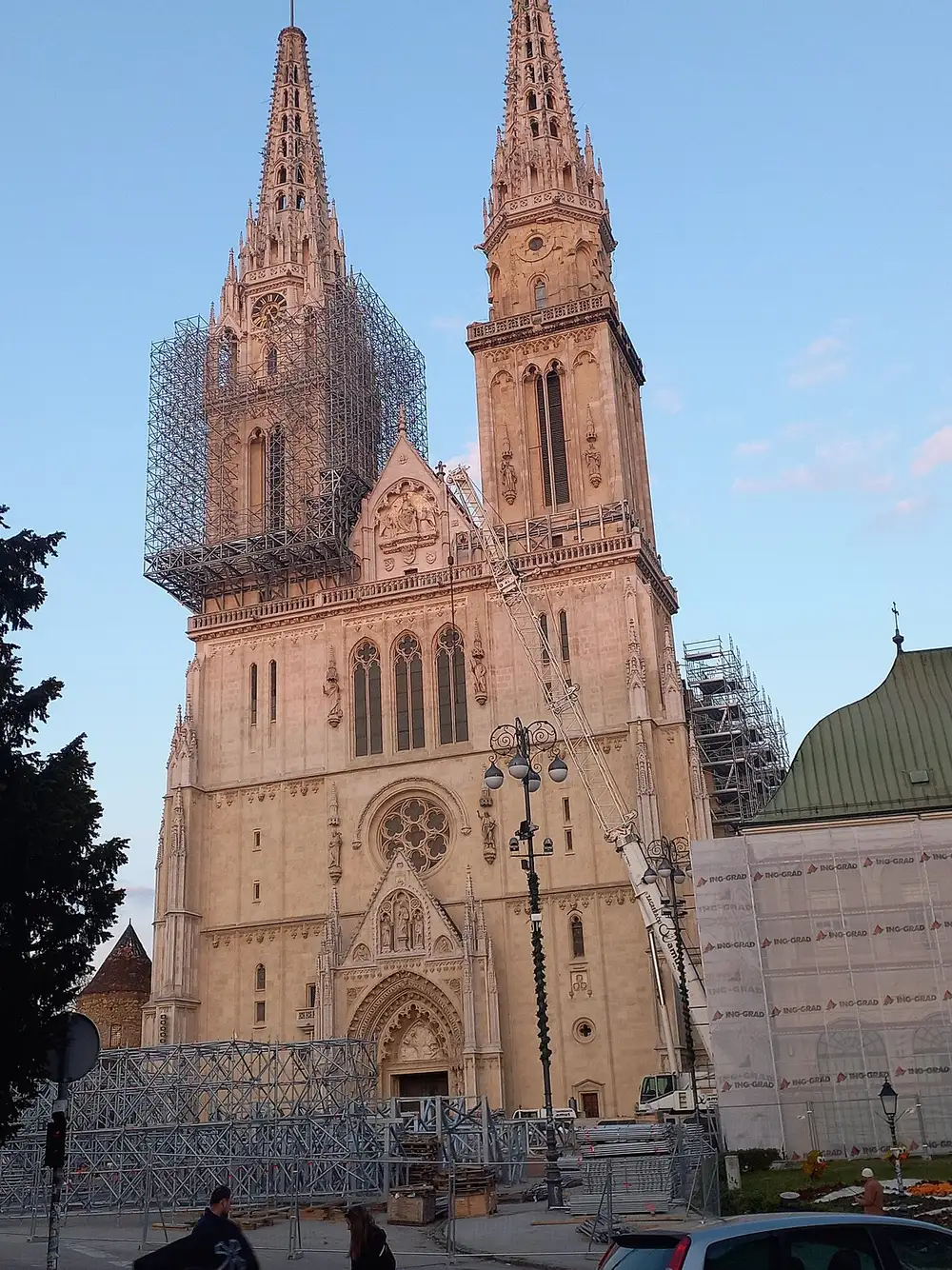 The twin neo-Gothic spires of Zagreb Cathedral