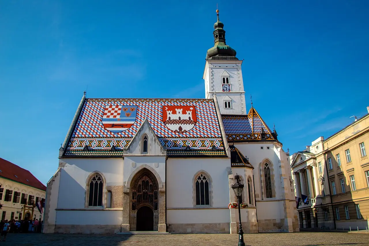 St. Mark's Church in Zagreb with its colourful coat-of-arms tiled roof