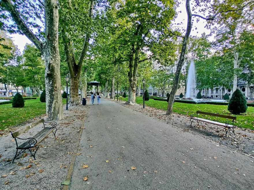 Tree-lined Zrinjevac promenade in central Zagreb